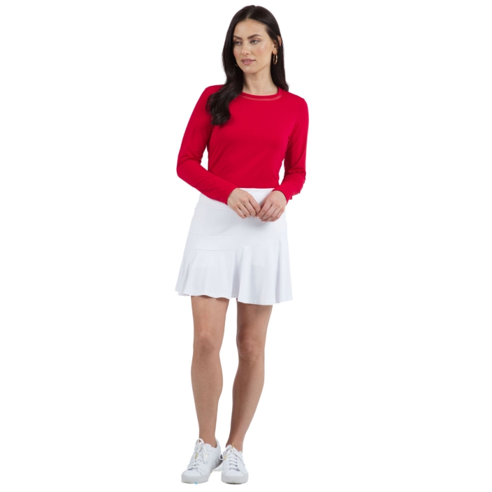 Women's IBKUL Solid Flounce Skort - White, S