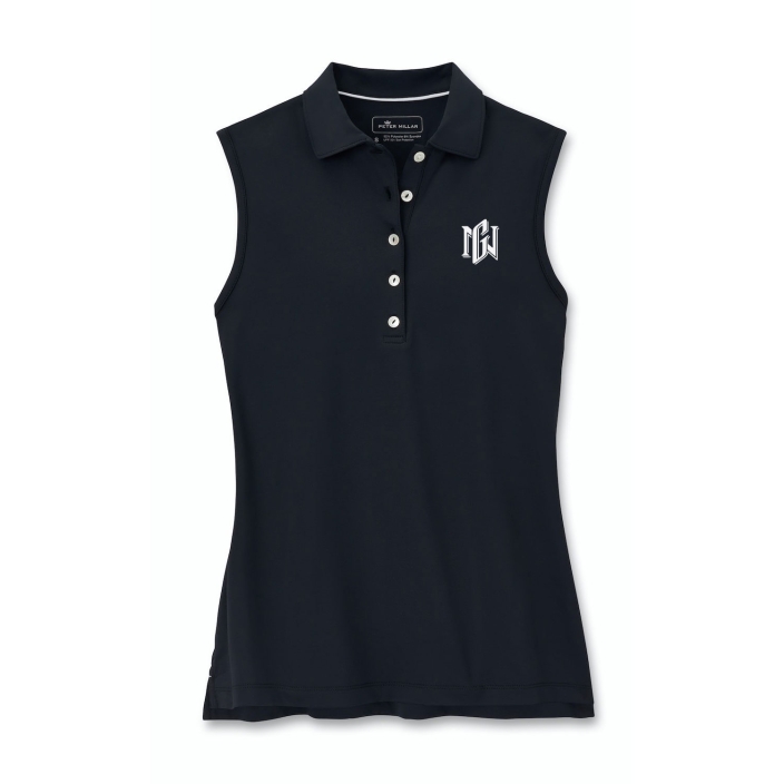 Women's Peter Millar Perfect Fit Performance Sleeveless Polo - Black, L