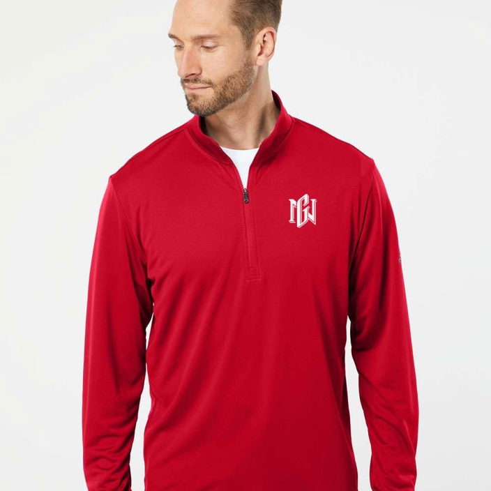 Men's Adidas Lightweight 1/4 Zip Pullover - Power Red, 3XL